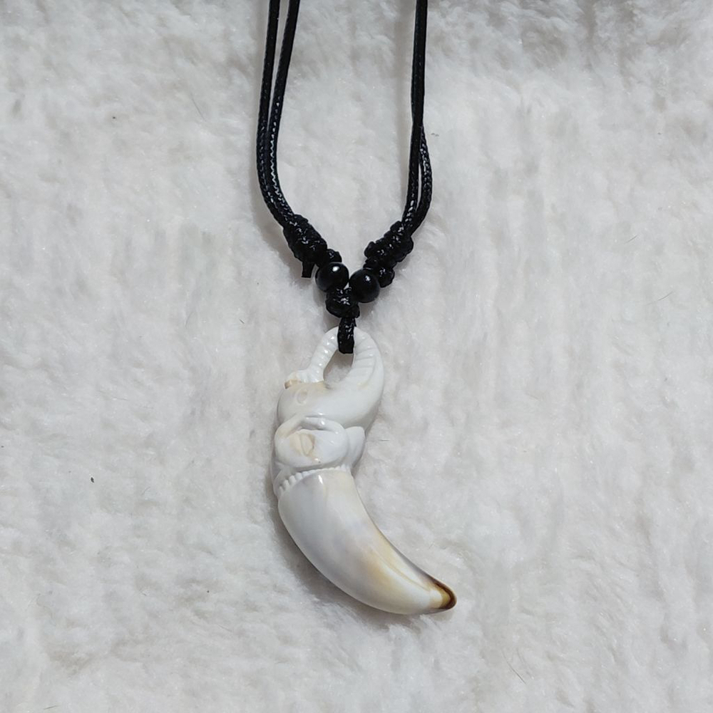 Elephant Tusk Pendant Necklace One Size White Brown